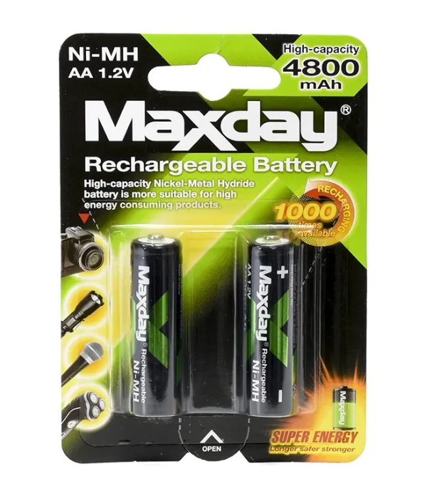 Pila Recargable Maxday ZZ-MD-1076 AA 500 Ciclos x2
