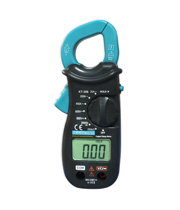 PINZA AMPERIMETRICA TESTECH KT-306: AC/DC 600V CORRIENTE AC 20-400A/RESIS