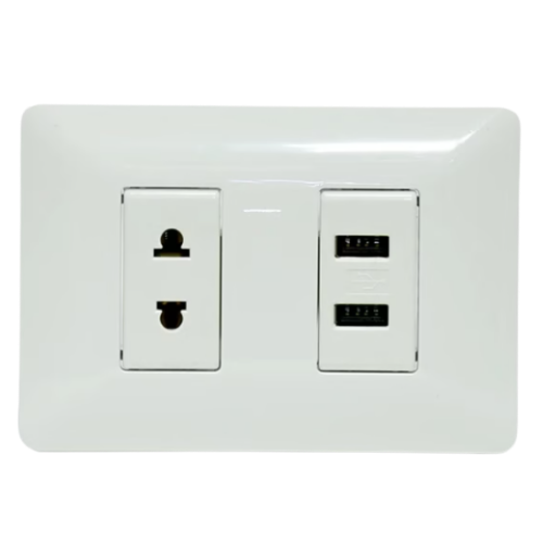 Placa de Pared High Full Max ZZ-BM1226 Tomacorriente Mixto 2 USB