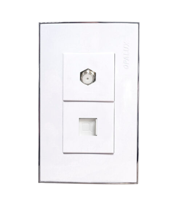 PLACA PARED OPALUX OP-1278PV: COAXIAL - RJ45 CAT6 DISEÑO LINEAL