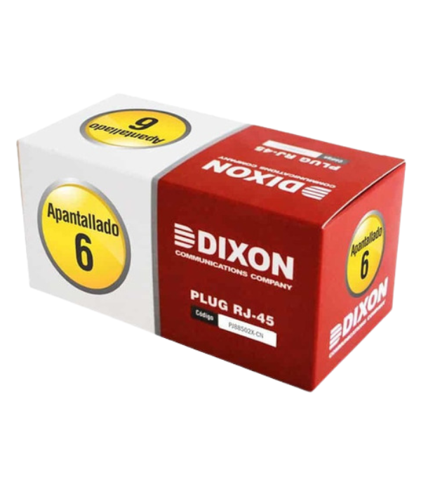 PLUG RJ45 DIXON PJ88502X-CN CAT6 : APANTALLADO RJ-45 CAT. 6 X 100 UNIDS