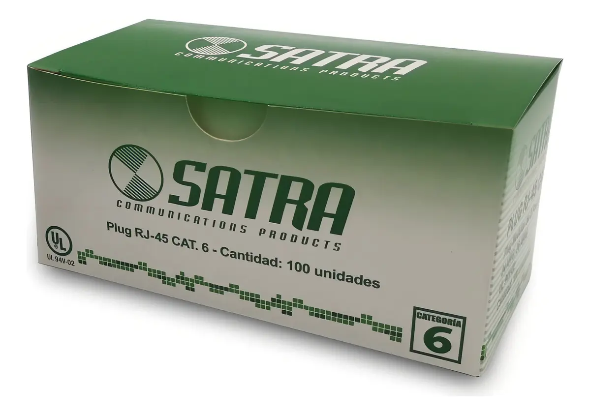 Plug RJ45 SATRA 0102040001 Cat6 24AWG 26AWG Caja 100