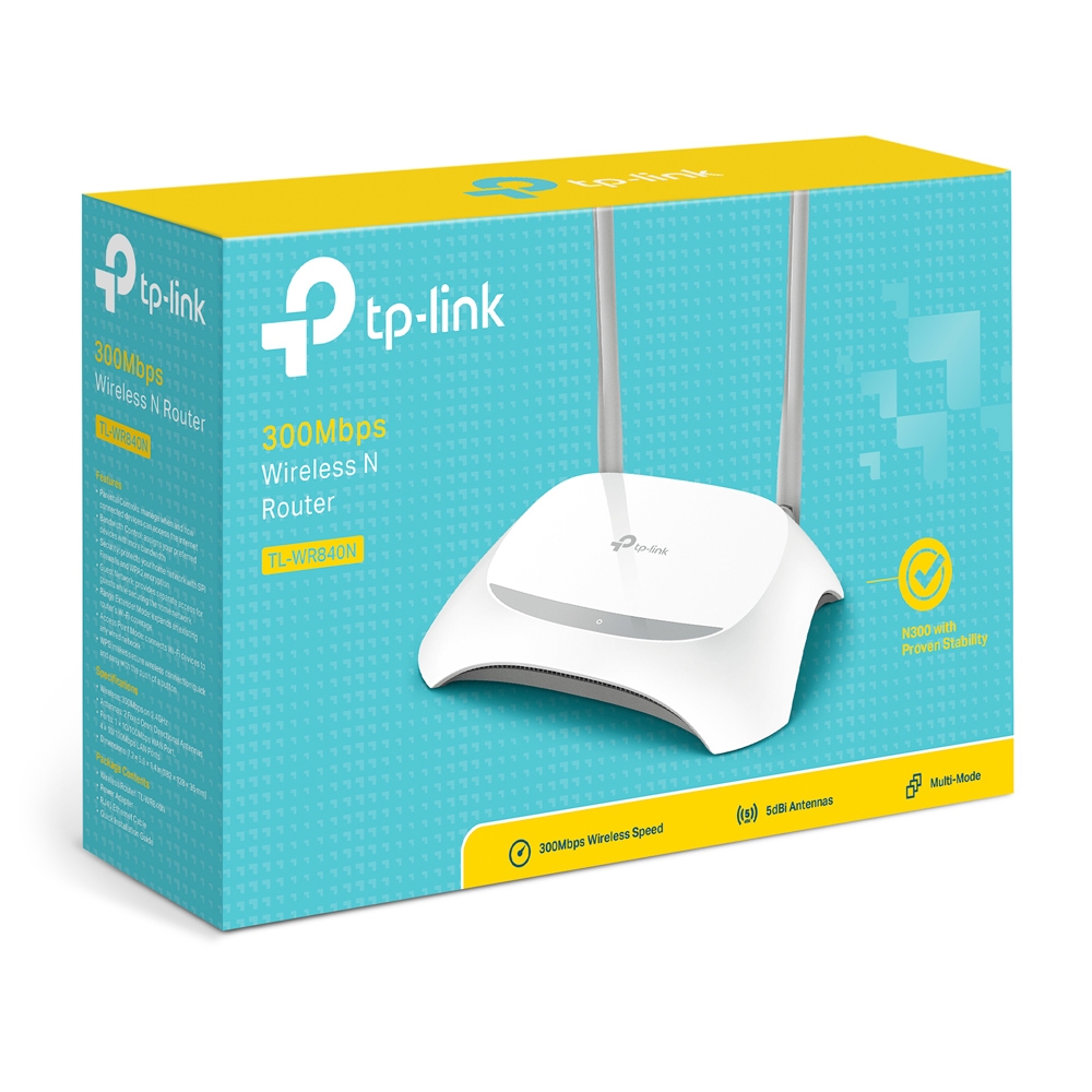 ROUTER TP-LINK TL-WR840N: N300, WIFI 4, 4 LAN, ANTENAS 5DBI, WPS