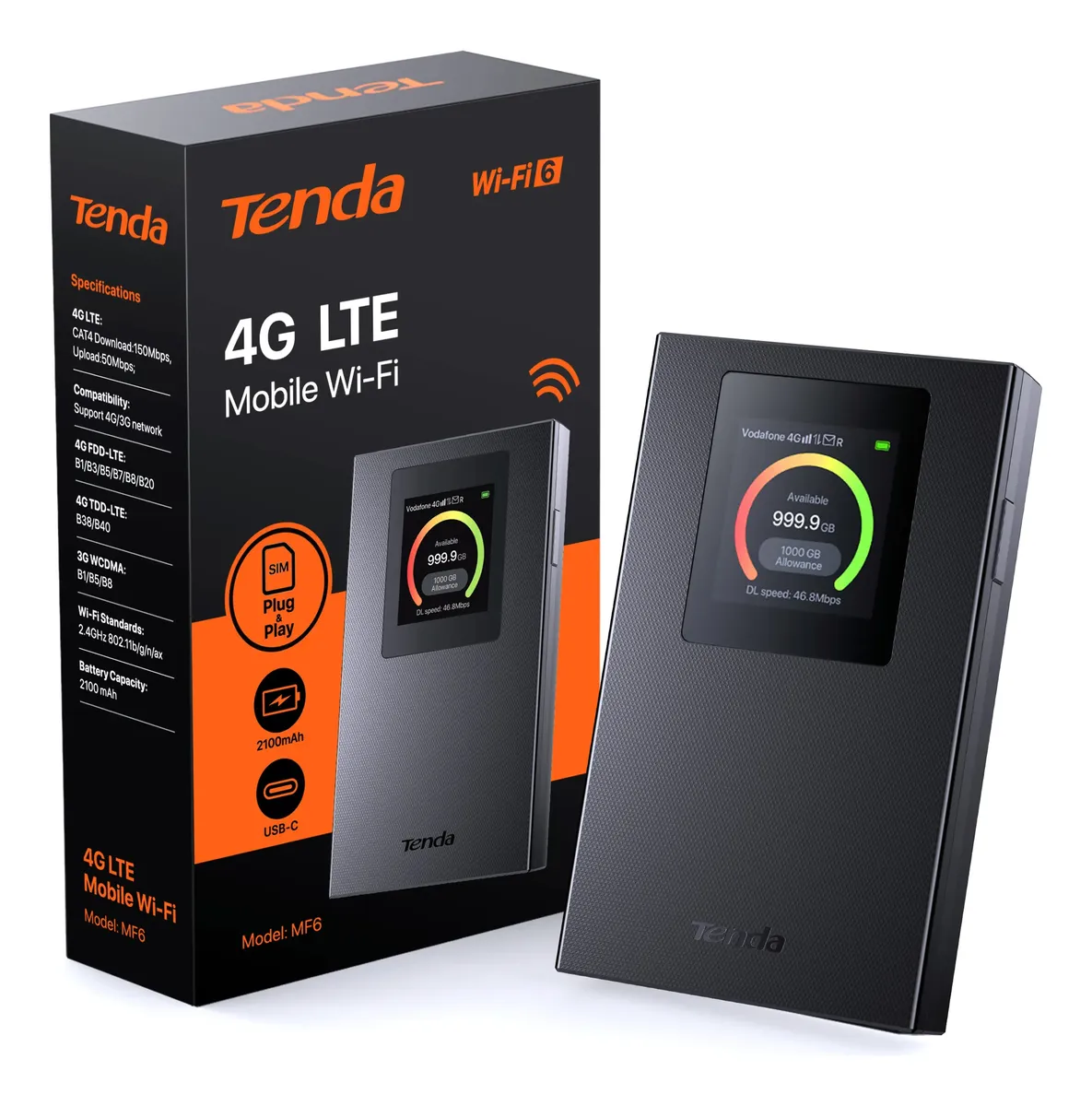 Router MiFi Tenda 4G185 LTE Cat4 150Mbps