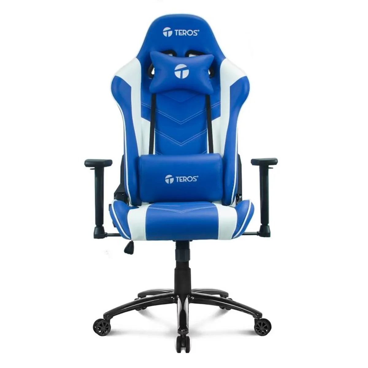 SILLA GAMER TEROS TE8126B: AZUL Y BLANCO, RECLINACION 180°, REPOSABRAZOS 4D, PISTON GAS CLASE 4