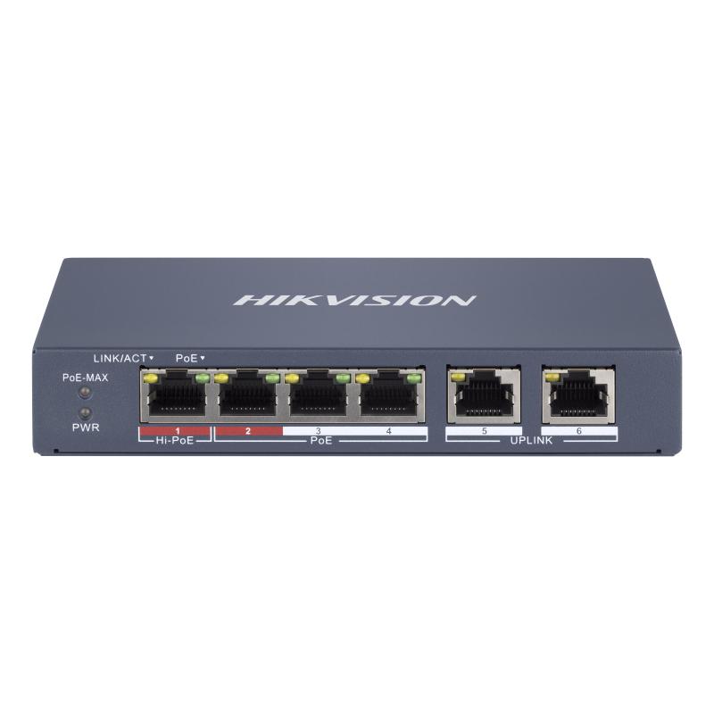 SWITCH HIKVISION DS-3E1106HP-EI: 6 PUERTOS POE, 10/100 MBPS, GESTIONABLE