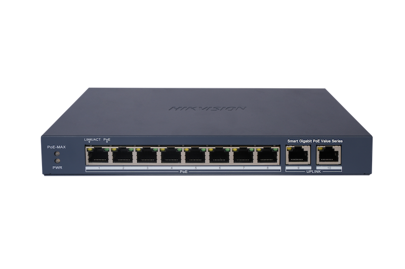 Switch Hikvision DS-3E1510P-EI/M 8 Puertos PoE 2 Uplink 120W