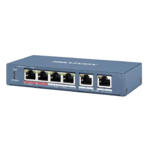 Switch PoE Hikvision DS-3E1106P-EI/M 4 Puertos 65W Metal