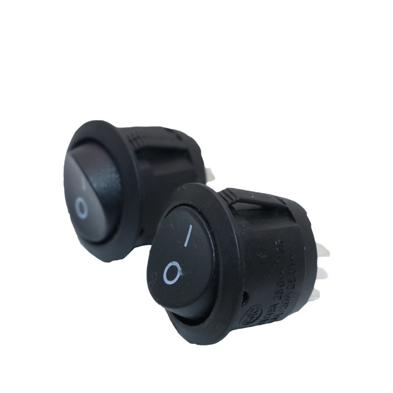 Switch Rocker Mini KCD2-2BK Negro 3A 250V 3 Pin Redondo