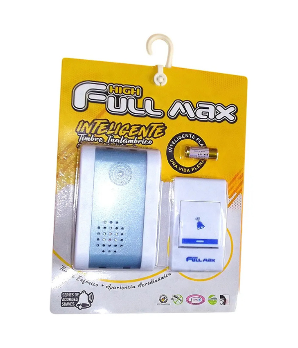 TIMBRE INALAMBRICO HIGH FULL MAX ZZ-002: CON LED 32 MELODIAS MODELO 602 12V